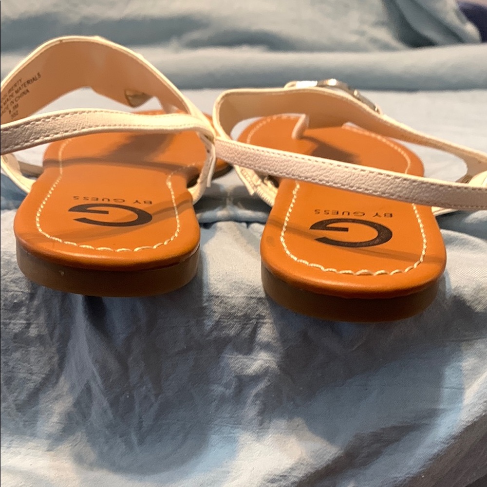 G by Guess White and Brown Sandals with Braided Detail - Picture 8 of 9
